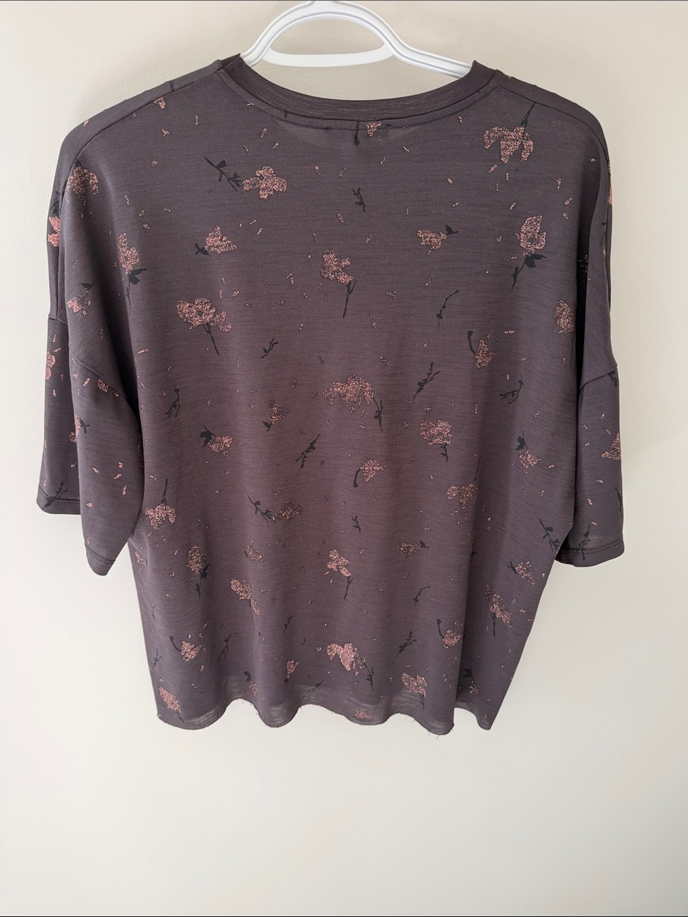 Zara Charcoal Crewneck Sweatshirt with Pink Floral Print - Picture 4 of 5